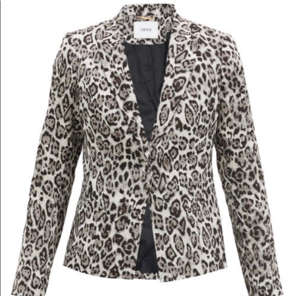 ERDEM IRIS SINGLE BREASTED LEOPARD JACQUARD BLAZER US 10